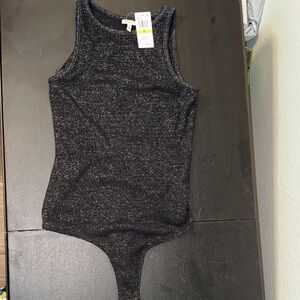 Sleeveless Sparkle Tank Bodysuit Jumpsuit in Black